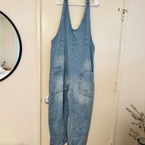 We The Free Light Blue Denim Overalls